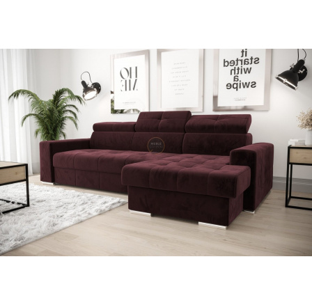 Rohová sedací souprava s funkcí spaní MARGO 160x250 - pravá, odstíny bordó Rohová sedací souprava s funkcí spaní MARGO 160x250 - pravá, odstíny bordó