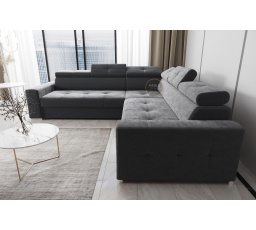 Rohová sedací souprava s funkcí spaní MARGO MAX 270x270 - šedá , levá