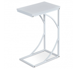 Přístavný stolek 27x41x63 cm, deska bílé lamino, kovové nohy, bílý mat