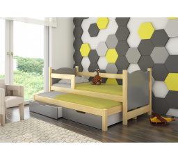 Dvojlůžko s matracemi CAMPOS Pine+Gray