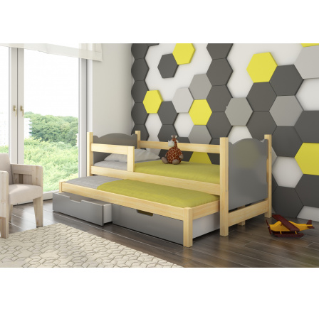 Dvojlůžko s matracemi CAMPOS Pine+Gray