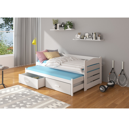 Dvojlůžko s matracemi TIARRO 180x80 Bílá+Šedá