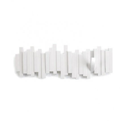 Věšák s 5 háčky, bílý, STICKS