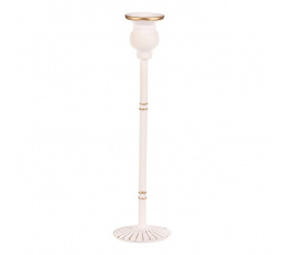 Svícen kovový - 30 cm, na kónickou svíčku, bílý