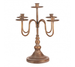 Svícen kovový - 5 ramen, na kónické svíčky, zlatý