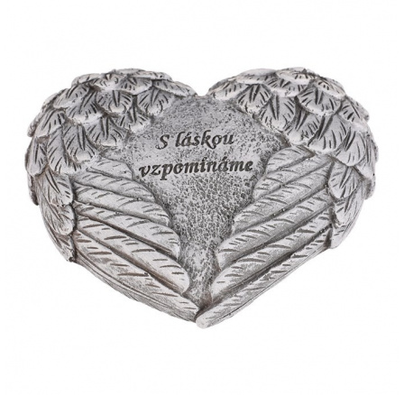 Srdce z obou stran okřídlené - pieta, polyresin, šedé Srdce z obou stran okřídlené - pieta, polyresin, šedé