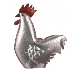 Kohout - kovová dekorace, barva stříbrná