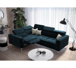 Rohová sedací souprava TOSCANIA , relax s funkcí spaní 185x250 - modrá , levá