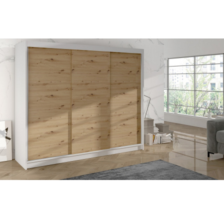 Skříň Debora II 200 - bílá/dub artisan