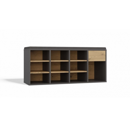 Botník se sedákem Tazin antracit/dub artisan