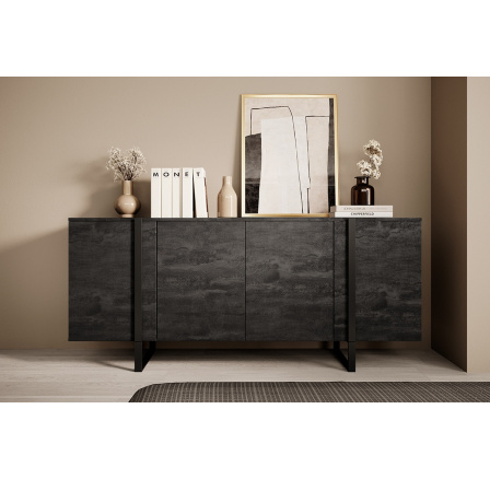 Komoda Verica 200 cm - černé nohy / černé nožičky