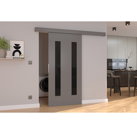 Posuvné dveře na stěnu HERS 86 Gray+Black Lacobel Posuvné dveře na stěnu HERS 86 Gray+Black Lacobel