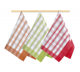 Kuchyňská utěrka 50x70cm oranžová,červená, zelená kostka