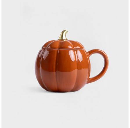 Hrnek ve tvaru dýně s víkem LESKLÝ oranžový 0.6 l 709869