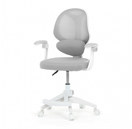 Dětská židle, výškově nastavitelná, šedá síťovina, KA-W8008 GREY