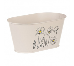 Truhlík kovový - motiv kvetoucího máku, krémový