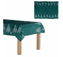 Ubrus - motiv se stromky, 100% polyester, 130 x 160 cm, zelený