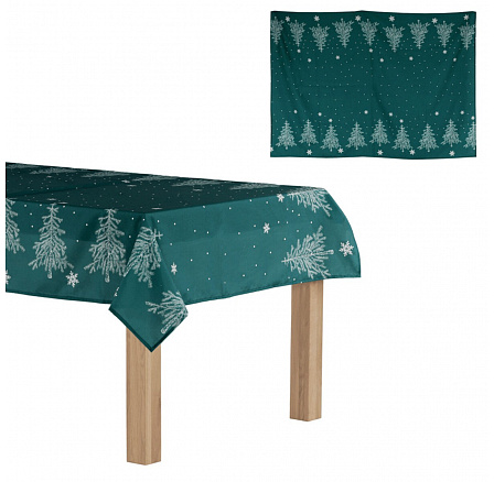 Ubrus - motiv se stromky, 100% polyester, 130 x 160 cm, zelený Ubrus - motiv se stromky, 100% polyester, 130 x 160 cm, zelený