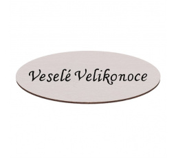 Cedulka "Veselé Velikonoce" - dřevo, bílá, v sáčku 12 ks, cena za 1 ks