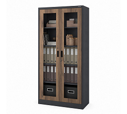 AMELIAN skříň ECO: ANTRACIT RAL7016 + DŘEVĚNÝ DEKOR H1850*W900*D400
