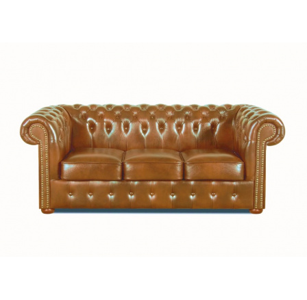 Pohovka Chesterfield Classic 3 kůže koňak