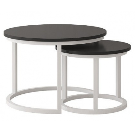 TRENTO - Konferenční stolek sada 2kusy - lamino ČERNA/ noha kov BÍLÁ (Toronto stolik kawowy=2balíky)(IZ) (K150)
