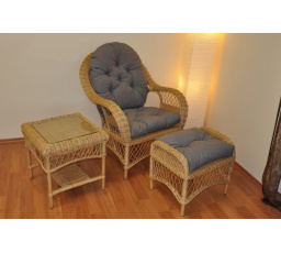 Ratanová sedací souprava Florida pohoda medová - polstry šedý melír