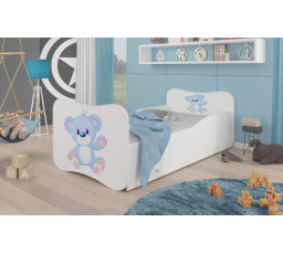 Dětská postel GONZALO s matrací a šuplíkem, 140x70 cm, Bílá/Bear