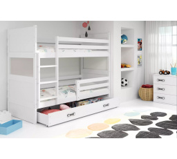 Dětská patrová postel RICO se šuplíkem 80x160 cm, bez matrací, Bílá/Bílá