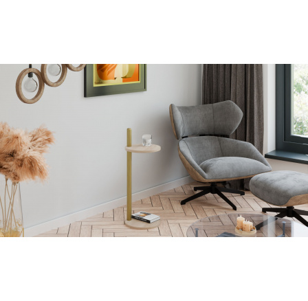 Pomocný stolek Claro kulatý průměr 30 cm - různé barvy na výběr - Dub Sonoma, Zlatý