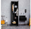 Kovová úklidová skříň AGNES, 500 x 1850 500 mm, černá