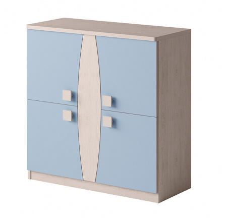 Komoda TENUS TK4D T-04, dub santana/modrá