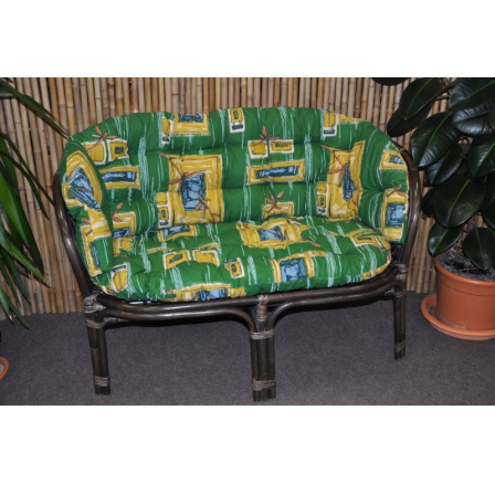 Ratanová lavice Bahama hnědá zelený polstr MAXI