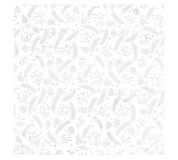 Ubrus - stříbrný vánoční vzor, 100% polyester, 80 x 80 cm