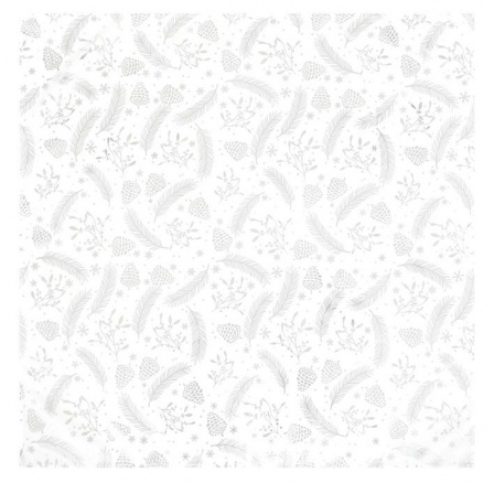 Ubrus - stříbrný vánoční vzor, 100% polyester, 80 x 80 cm