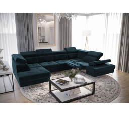 Rohová sedací souprava GALAXY MAX II , relax s funkcí spaní 215x350x170 - modrá, pravá