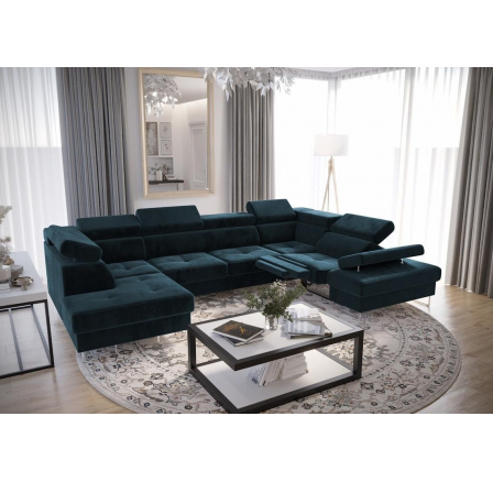 Rohová sedací souprava GALAXY MAX II , relax s funkcí spaní 215x350x170 - modrá, pravá Rohová sedací souprava GALAXY MAX II , relax s funkcí spaní 215x350x170 - modrá, pravá
