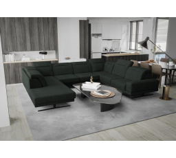 Rohová sedací souprava FIORE MAX I 220x350x265 cm - tmavě zelená, pravá