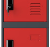 Plechová uzamykatelná šatní skříňka na soklu KAROL, 900 x 1850 x 400 mm, antracitovo-červená