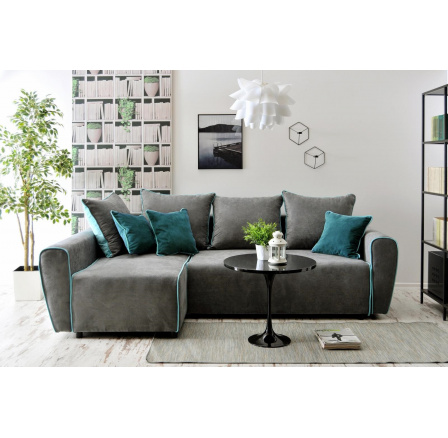 BLANKA Levá sedací souprava Orion 17šedá /Orion 12+13 tyrkysová polštářky (MRS) - kolekce "MRS"*** SUPERAKCE DO VYPRODÁNÍ BLANKA Levá sedací souprava Orion 17šedá /Orion 12+13 tyrkysová polštářky (MRS) - kolekce "MRS"*** SUPERAKCE DO VYPRODÁNÍ