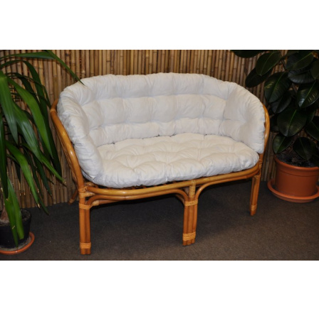 Ratanová lavice Bahama medová polstr bílý MAXI