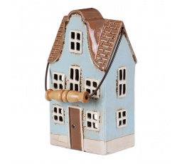 Domeček keramický - na čajovou svíčku, světle modrý