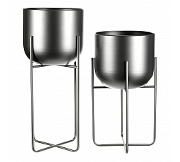 Stojan - kovový, kulatý, stříbrno-šedý, cena za sadu 2 ks