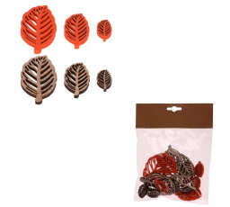 Bukové listy - dřevo, mix 2 barev a 3 vel., cena za balení (18 ks)