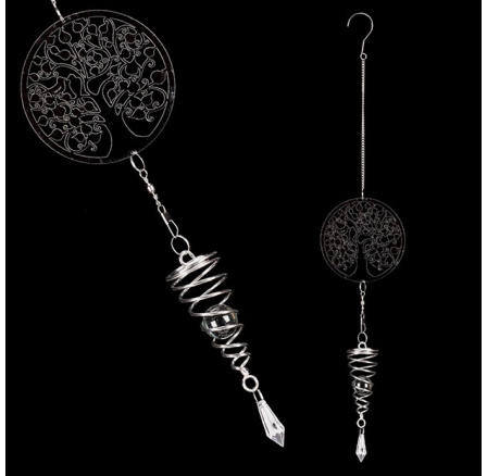Dekorace na zavěšení, kovová, stříbrná - strom života.