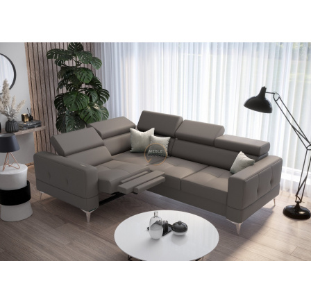 Rohová sedací souprava TOSCANIA , relax s funkcí spaní 185x250 přírodní kůže - šedá , levá Rohová sedací souprava TOSCANIA , relax s funkcí spaní 185x250 přírodní kůže - šedá , levá