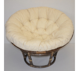 Ratanový papasan 110 cm hnědý polstr světle béžový melír