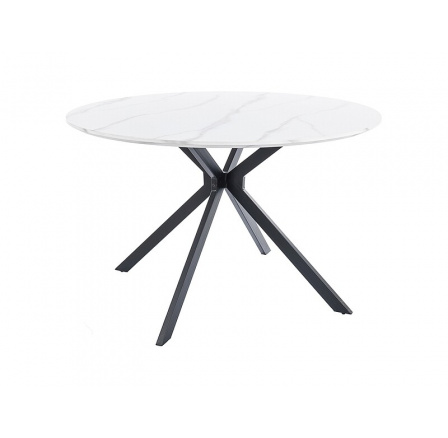 Jídelní stůl ASTER 120 cm, Efekt bílého mramoru/černý mat