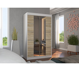 Posuvná skříň se zrcadlem GENUA 120 Bílá+Sonoma