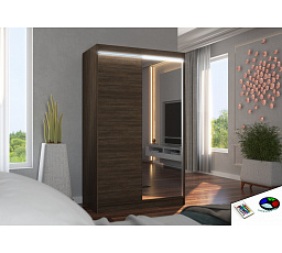 Posuvná skříň se zrcadlem a LED osvětlením REWENA 120 Choco